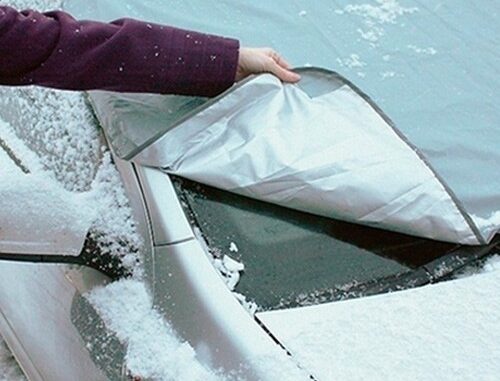 Standard Car Size iZoeL Windshield Snow Cover Winter Windscreen Protector Frost Ice Guard Full Protection Car Cover with Side Mirror Wiper Covers 